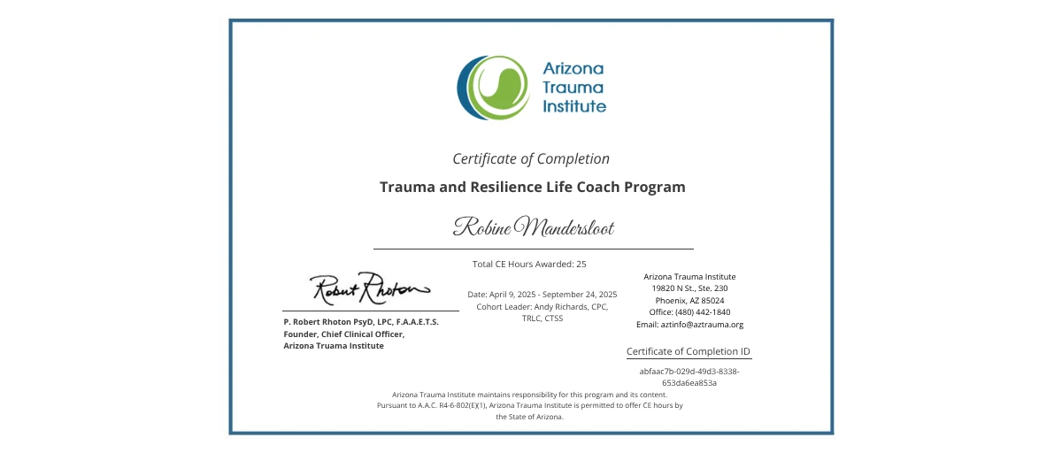 Arizona Trauma Institute verified credential