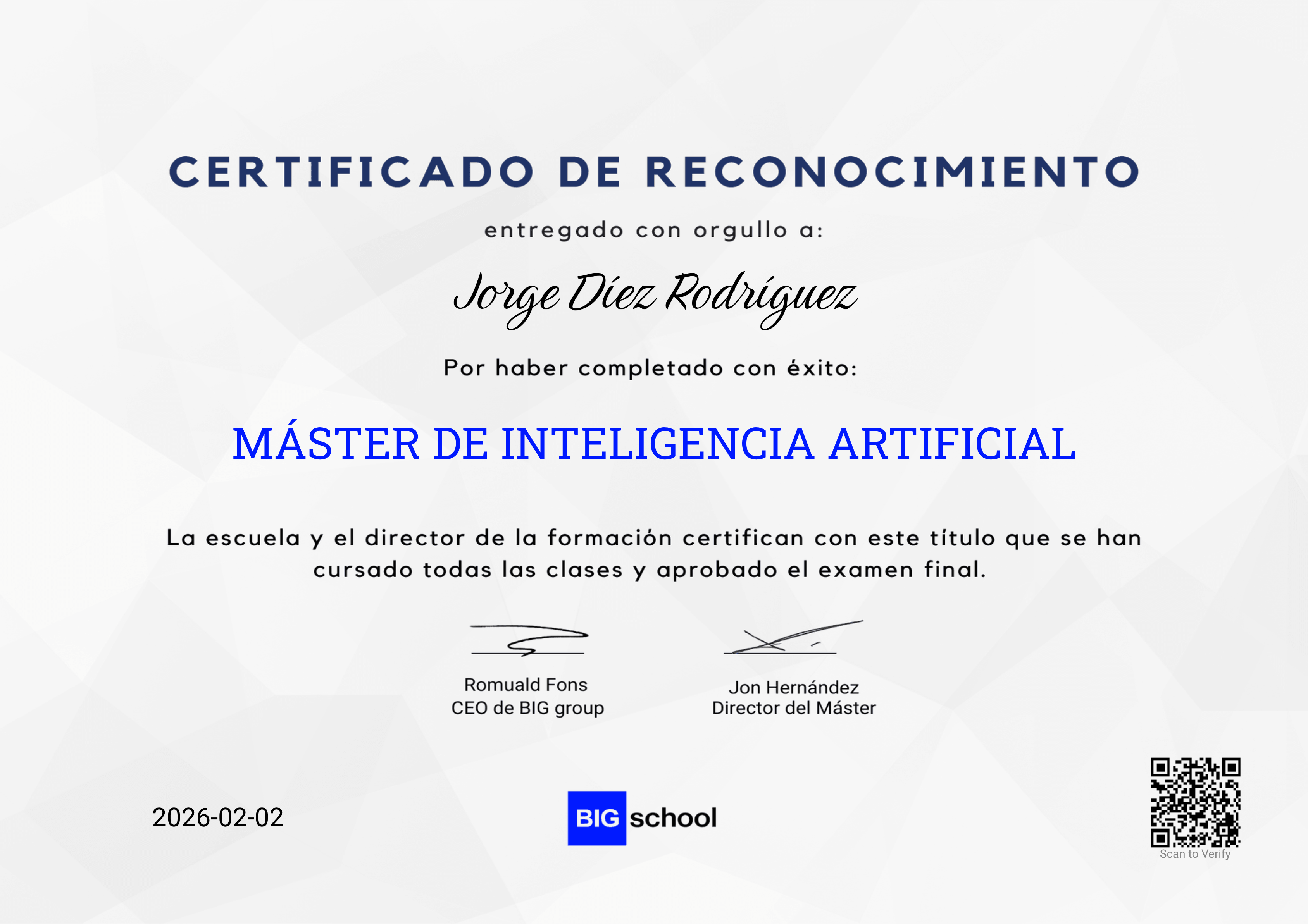 Certificado Máster IA