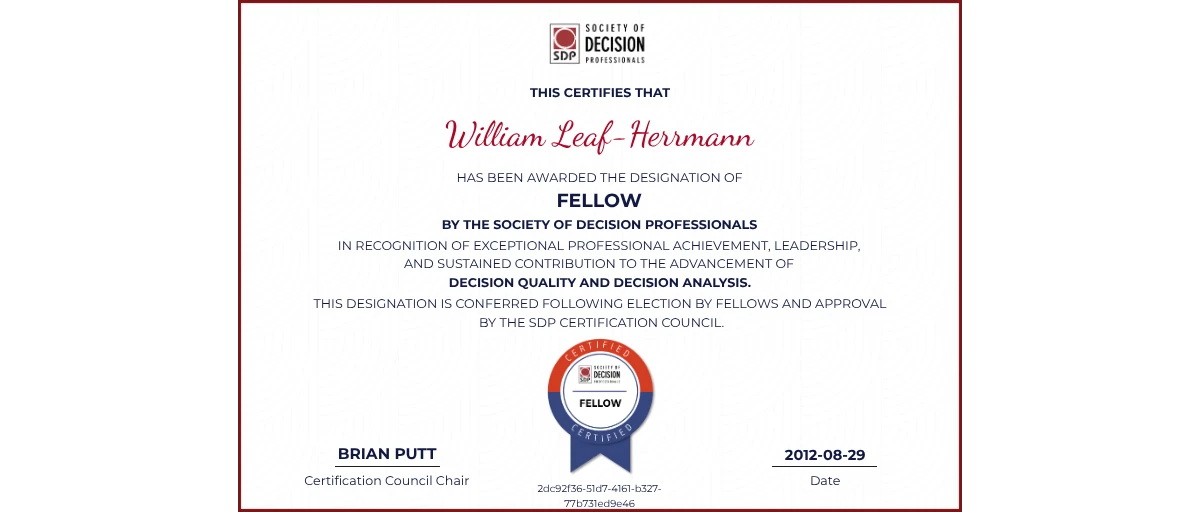 Check out William Leaf-Herrmann's Fellow credential issued by Society ...