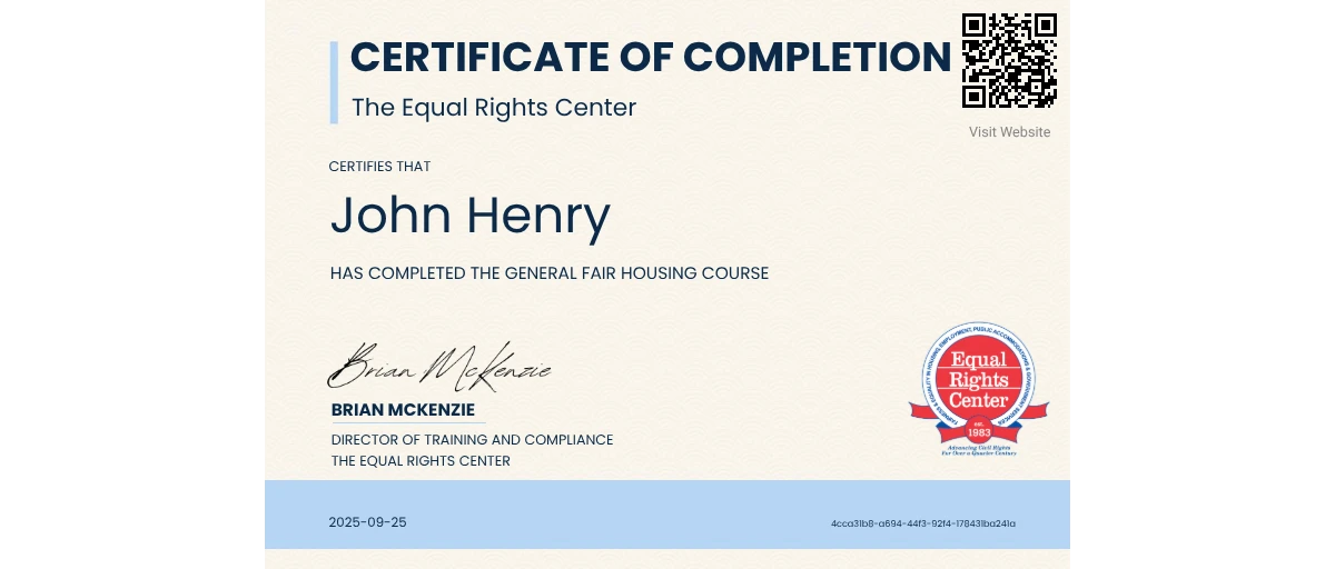 Check out John Henry's General Fair Housing Live Training credential ...