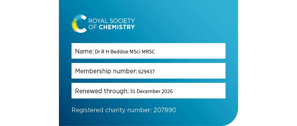 Check out Dr R H Beddoe MSci MRSC's Member of the Royal Society of ...