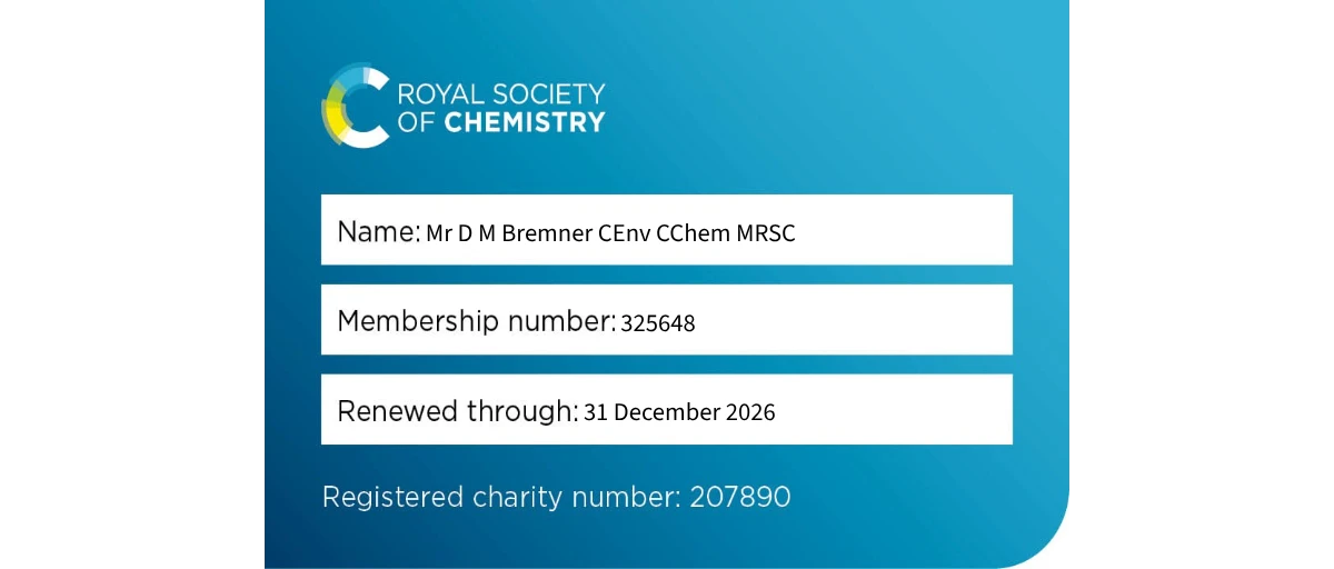 Check out Mr D M Bremner CEnv CChem MRSC's Member of the Royal Society ...