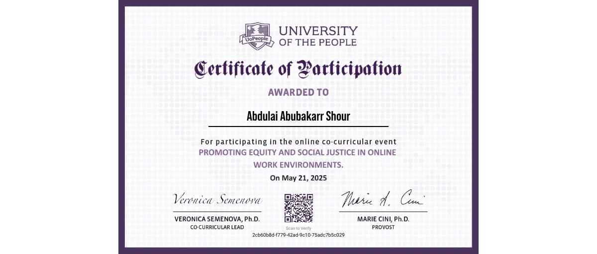 Check out Abdulai Abubakarr Shour's Webinar: Promoting Equity and ...