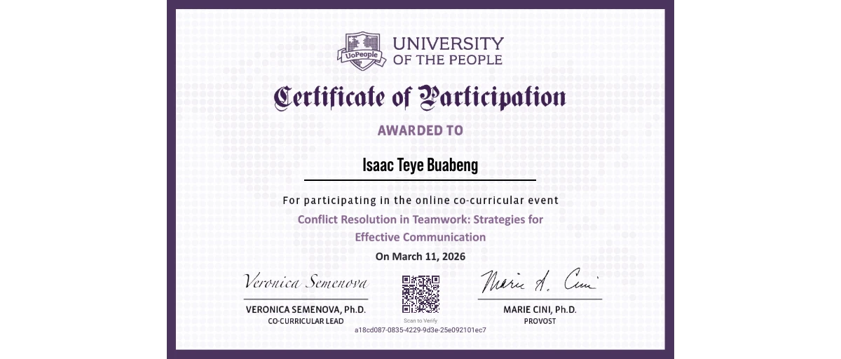 Check out Isaac Teye Buabeng's Webinar:- Conflict Resolution in ...