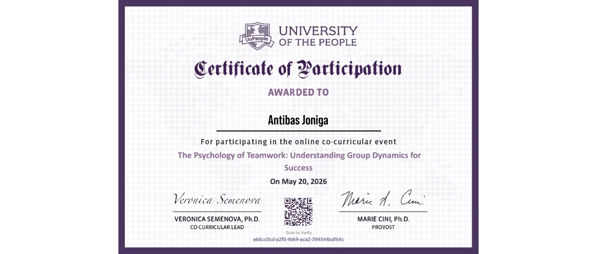 Check out Antibas Joniga's Webinar:- The Psychology of Teamwork ...