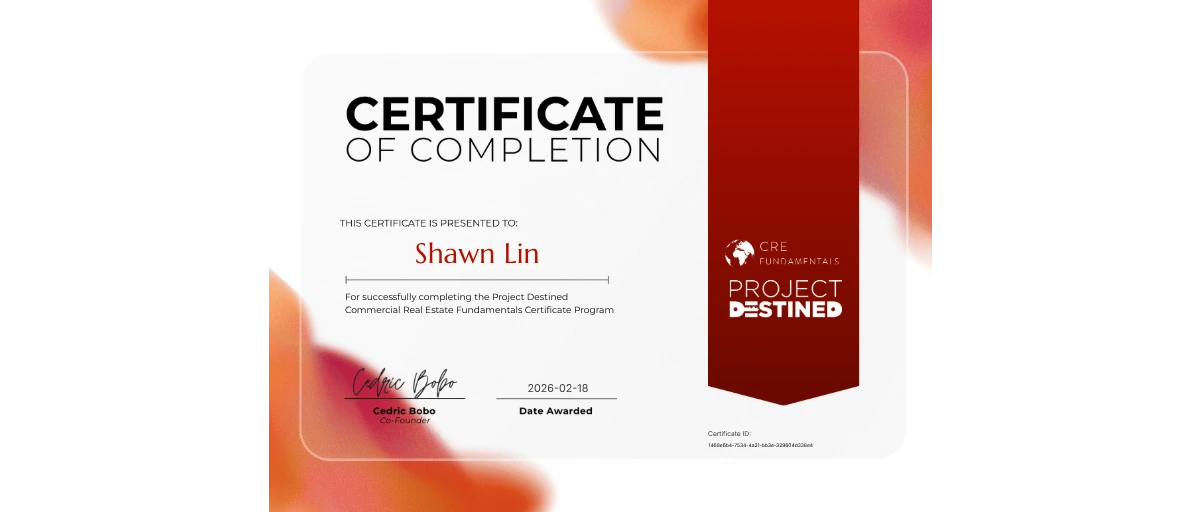 View Shawn Lin's Commercial Real Estate Fundamentals Certificate ...