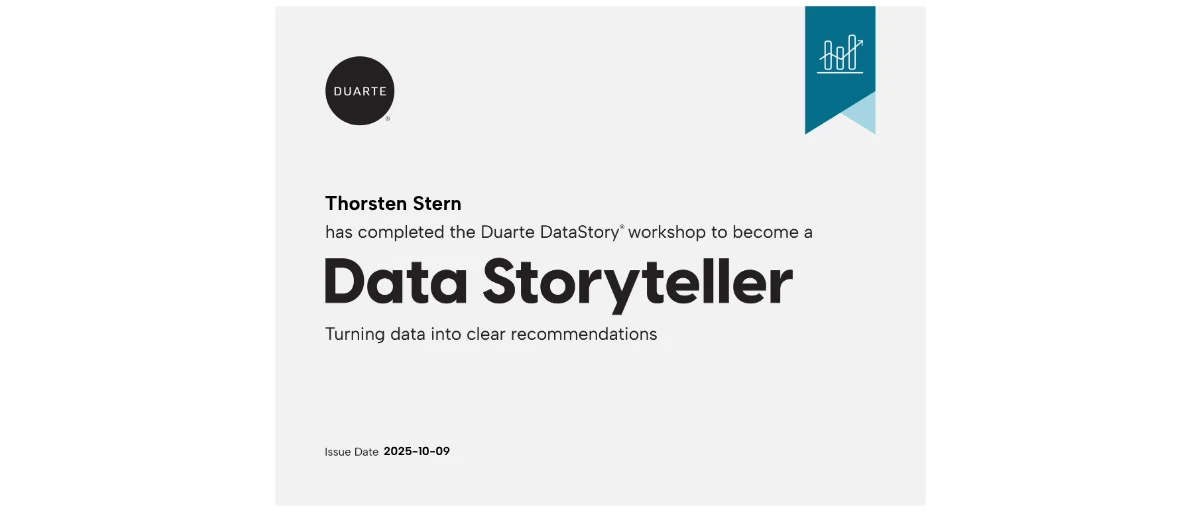 Check out Thorsten Stern's Duarte DataStory® credential issued by Duarte