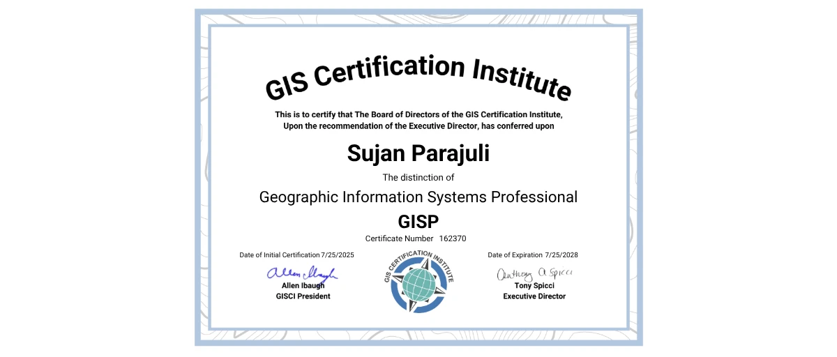 Check out Sujan Parajuli's New GISP credential issued by GIS ...