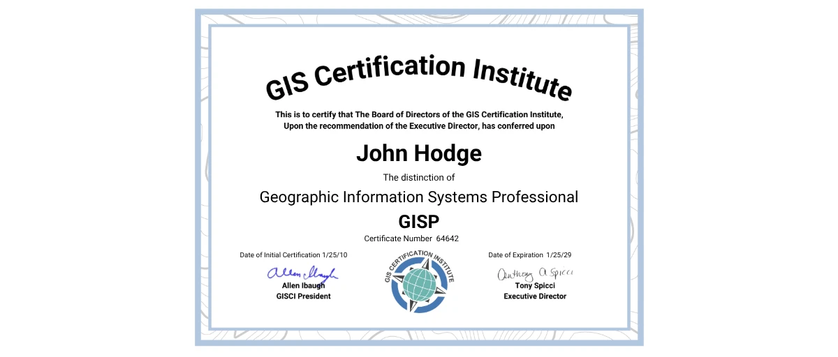 Check out John Hodge's Recertifying GISP credential issued by GIS ...