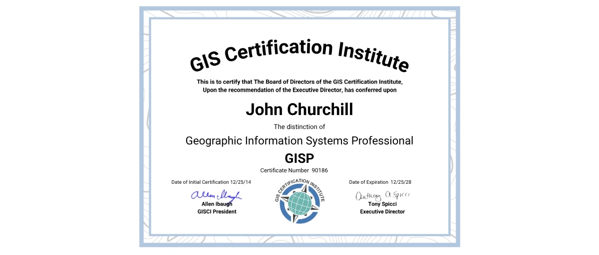 Check out John Churchill's Recertifying GISP credential issued by GIS ...