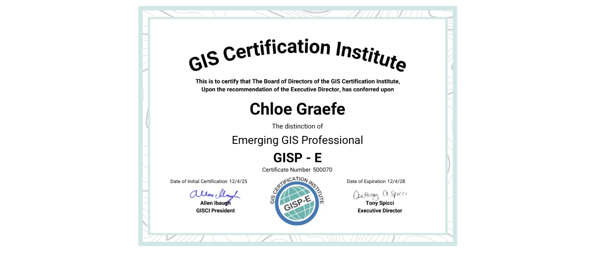Check out Chloe Graefe's Emerging GISP credential issued by GIS ...