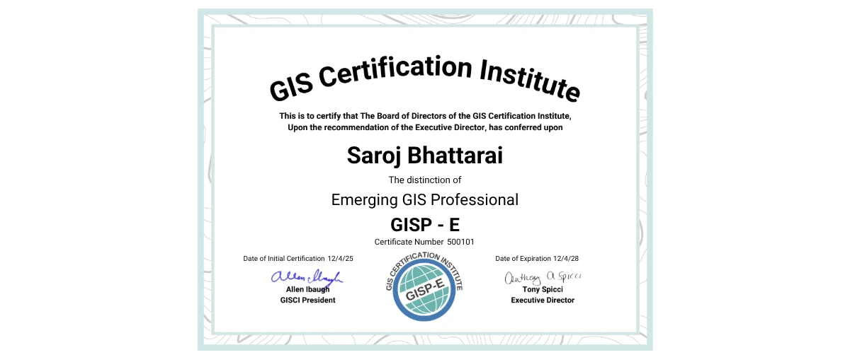 Check out Saroj Bhattarai's Emerging GISP credential issued by GIS ...