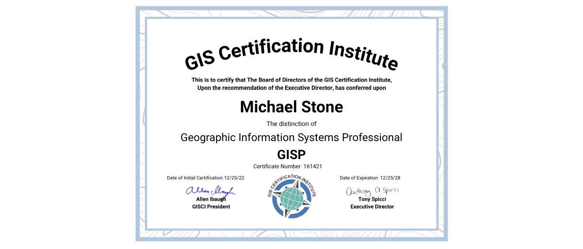 Check out Michael Stone's Recertifying GISP credential issued by GIS ...