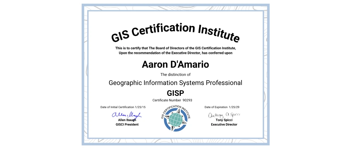 Check out Aaron D'Amario's Recertifying GISP credential issued by GIS ...