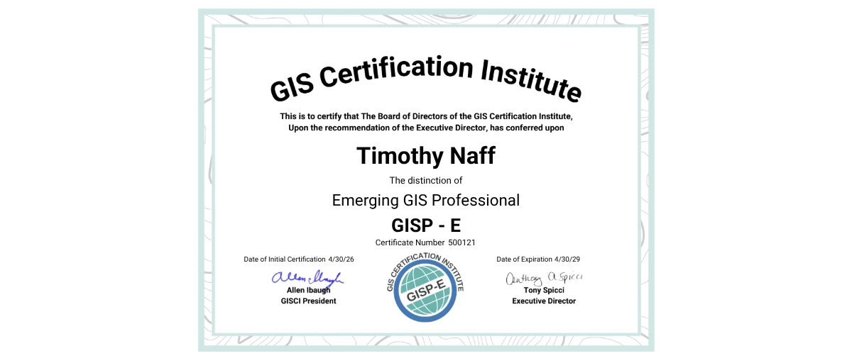 Check out Timothy Naff's Emerging GISP credential issued by GIS ...