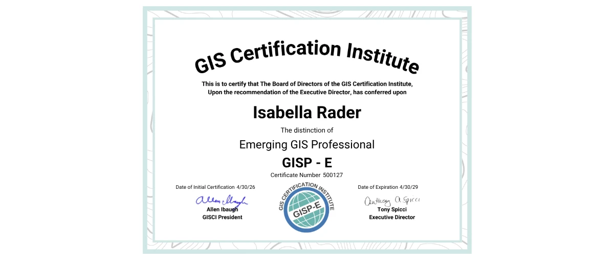 Check out Isabella Rader's Emerging GISP credential issued by GIS ...