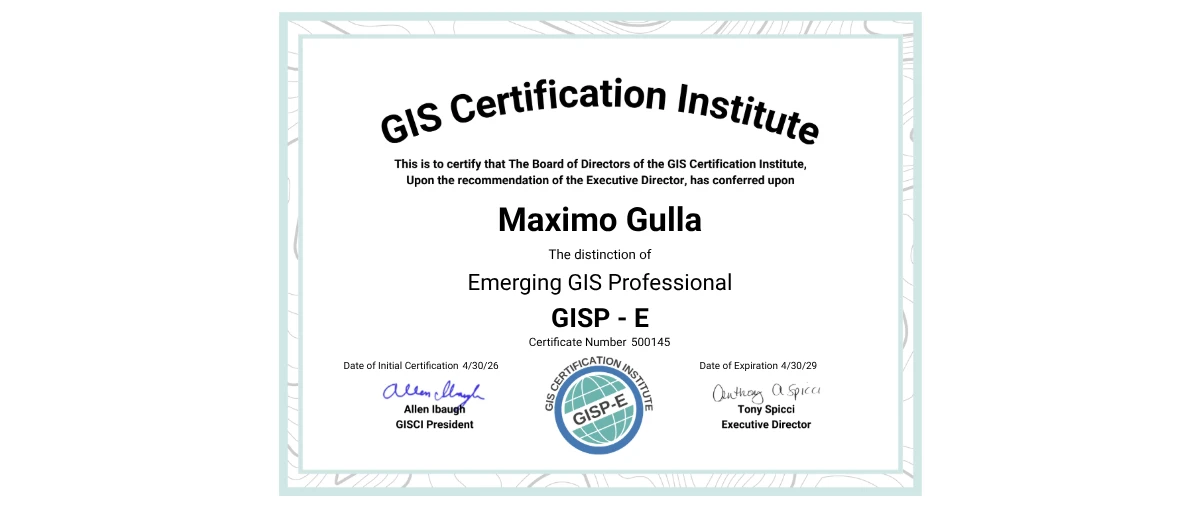 Check out Maximo Gulla's Emerging GISP credential issued by GIS ...