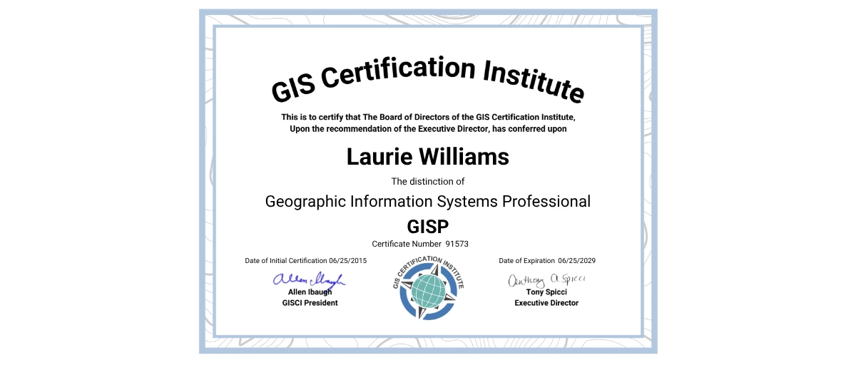 Check out Laurie Williams's Recertifying GISP credential issued by GIS ...
