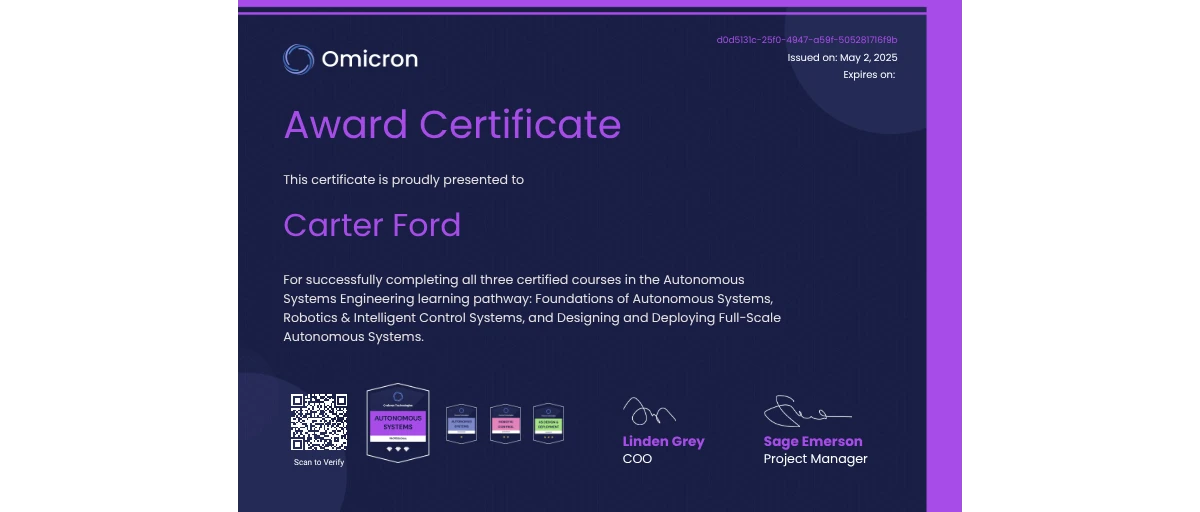 Check out Carter Ford's Omicron-Certified Master of Autonomous Systems ...