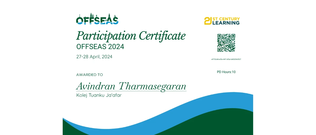 Check out Avindran Tharmasegaran's OFFSEAS Participant credential ...