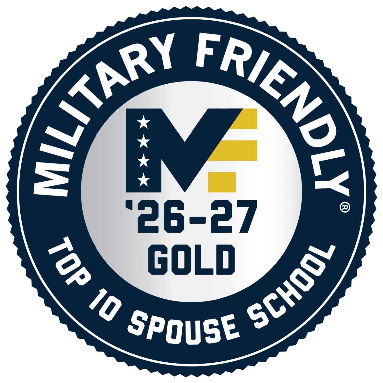 Military Friendly® Designation as a Top Ten Gold Institution for Military Spouses