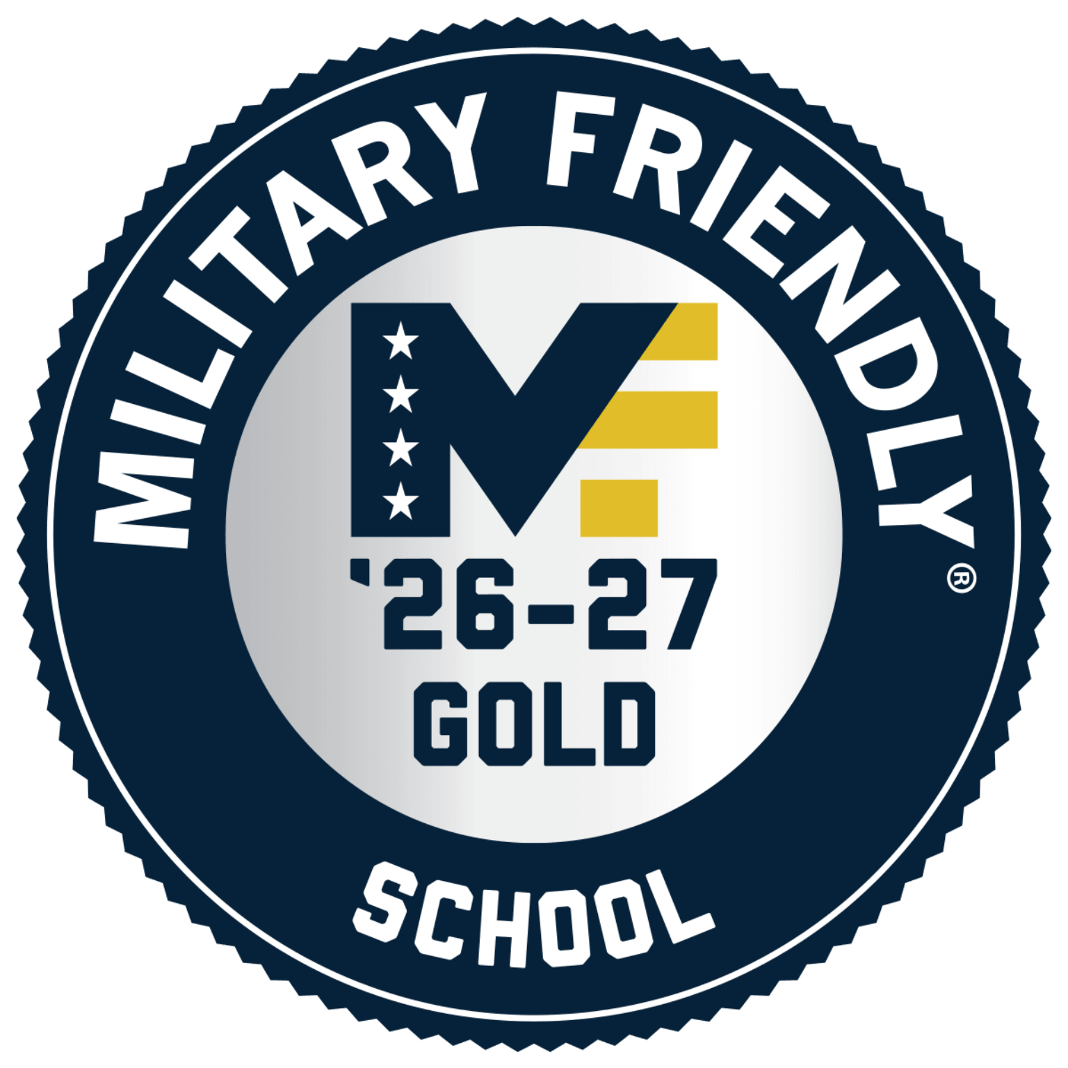 Military Friendly school gold badge for 2026 to 2027